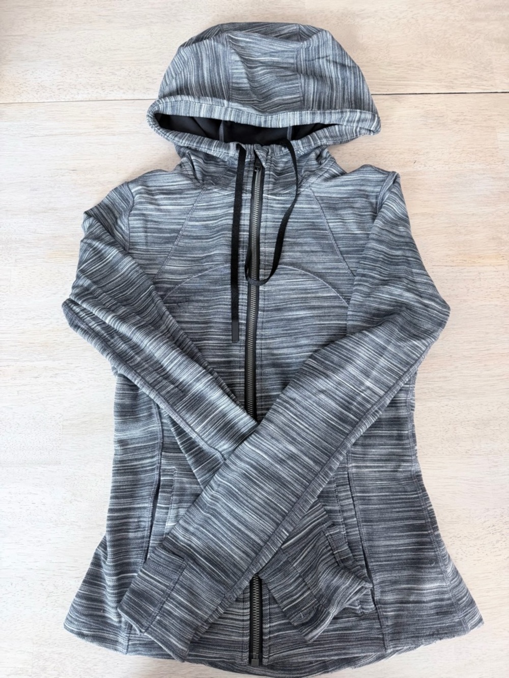 lululemon athletica Gray Striped Hooded Zip Jacket